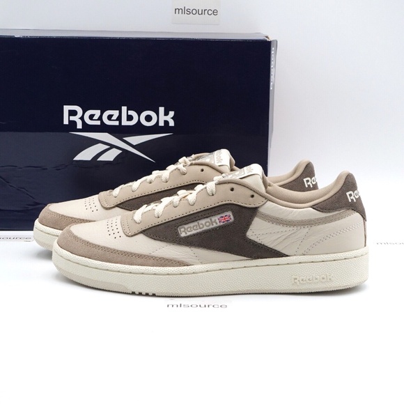 NEW Reebok Club C 85 Sneakers 100073895 Stucco/White/Brown - Picture 1 of 14